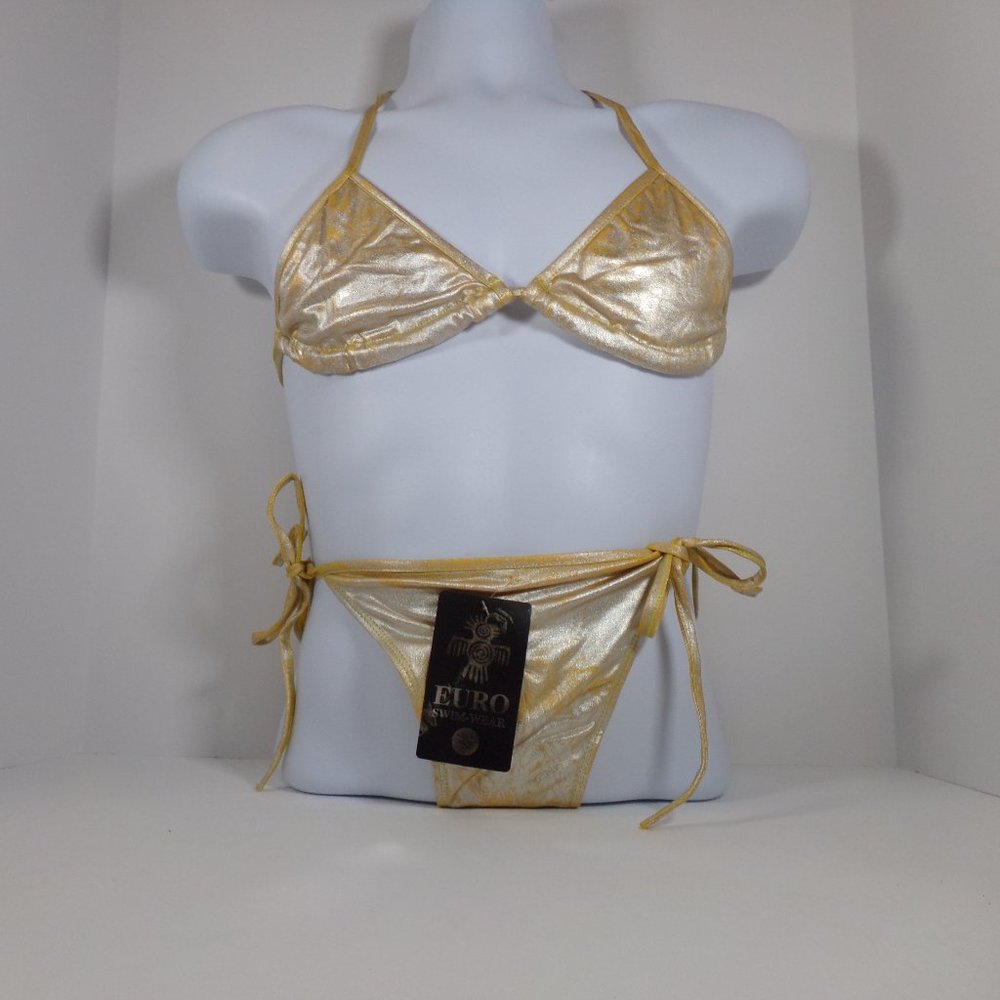 NWT Euro Swim-Wear Gold W/ Yellow Accent Bikini LG
